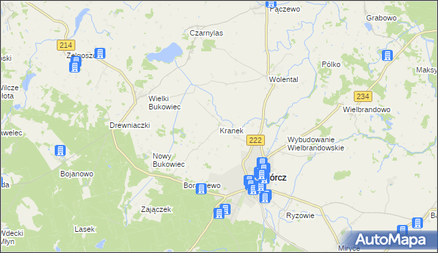 mapa Kranek, Kranek na mapie Targeo