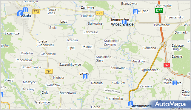 mapa Krasieniec Stary, Krasieniec Stary na mapie Targeo