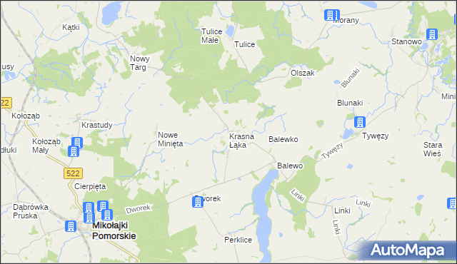 mapa Krasna Łąka, Krasna Łąka na mapie Targeo