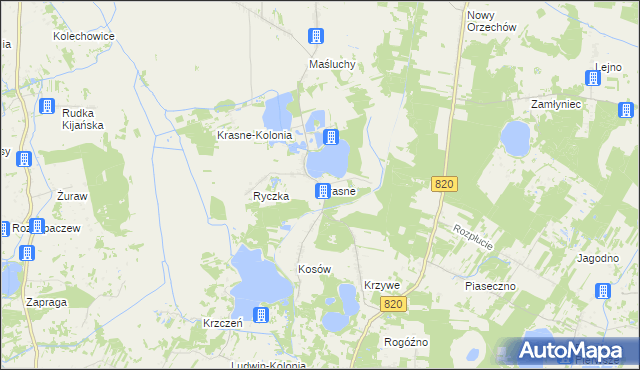 mapa Krasne gmina Uścimów, Krasne gmina Uścimów na mapie Targeo