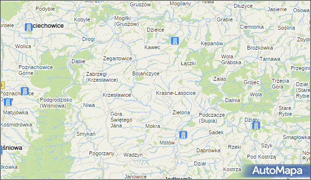 mapa Krasne-Lasocice, Krasne-Lasocice na mapie Targeo