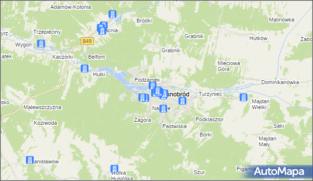 mapa Krasnobród, Krasnobród na mapie Targeo