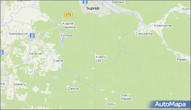 mapa Krasny Las, Krasny Las na mapie Targeo