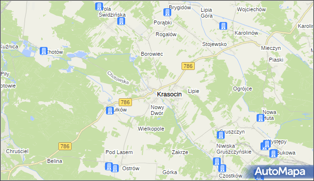 mapa Krasocin, Krasocin na mapie Targeo