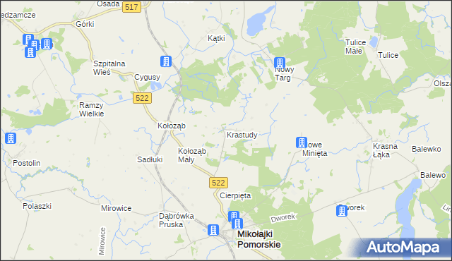 mapa Krastudy, Krastudy na mapie Targeo