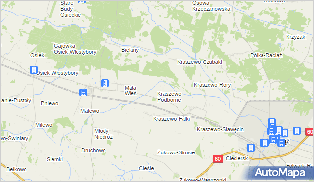 mapa Kraszewo Podborne, Kraszewo Podborne na mapie Targeo