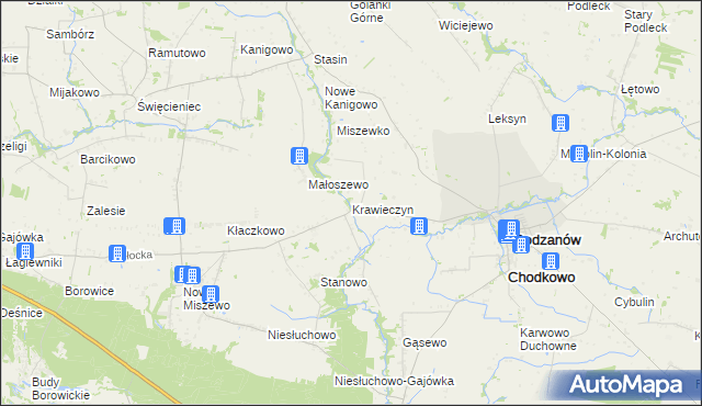 mapa Krawieczyn, Krawieczyn na mapie Targeo