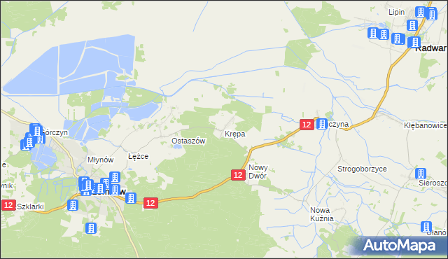 mapa Krępa gmina Przemków, Krępa gmina Przemków na mapie Targeo