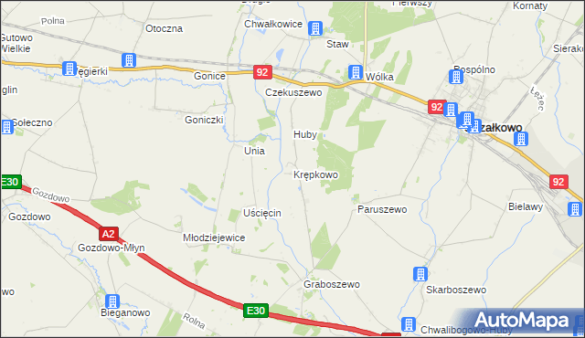 mapa Krępkowo gmina Strzałkowo, Krępkowo gmina Strzałkowo na mapie Targeo