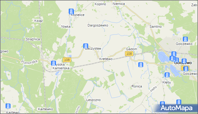 mapa Kretlewo, Kretlewo na mapie Targeo