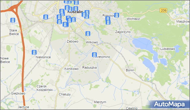 mapa Kretomino, Kretomino na mapie Targeo