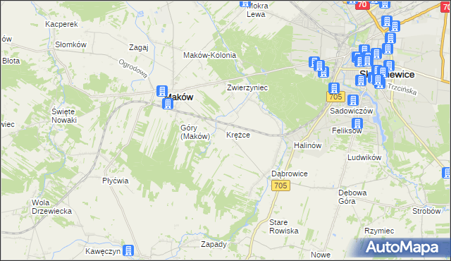 mapa Krężce, Krężce na mapie Targeo