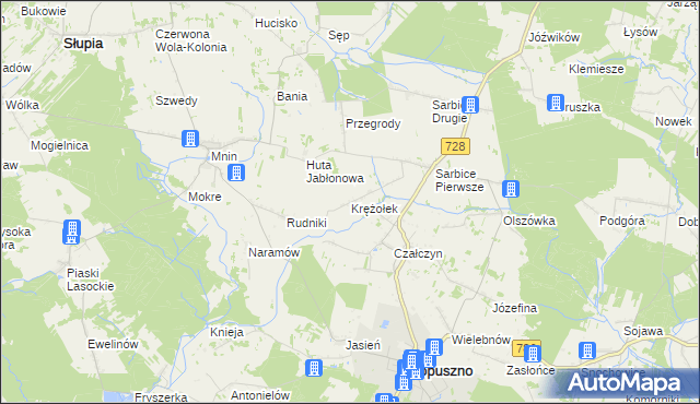 mapa Krężołek, Krężołek na mapie Targeo