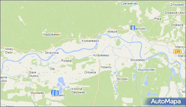 mapa Krobielewo, Krobielewo na mapie Targeo