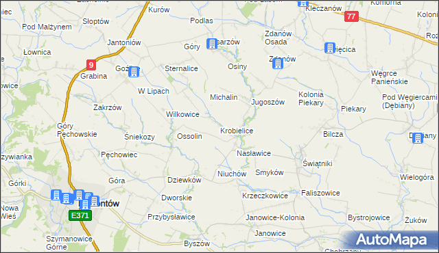 mapa Krobielice, Krobielice na mapie Targeo