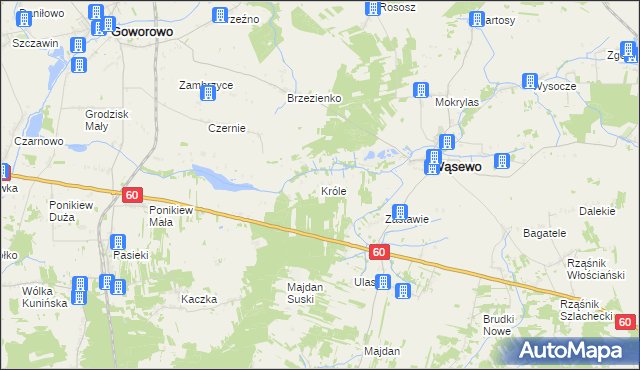 mapa Króle gmina Wąsewo, Króle gmina Wąsewo na mapie Targeo