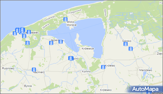 mapa Królewice gmina Postomino, Królewice gmina Postomino na mapie Targeo