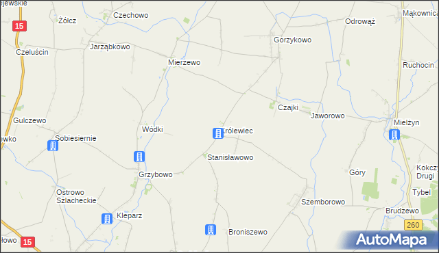 mapa Królewiec gmina Witkowo, Królewiec gmina Witkowo na mapie Targeo