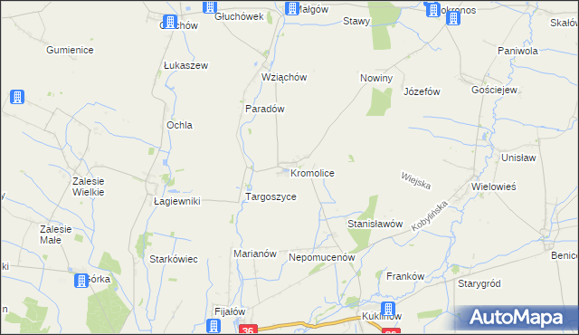mapa Kromolice gmina Pogorzela, Kromolice gmina Pogorzela na mapie Targeo