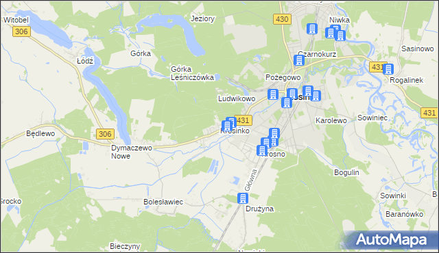 mapa Krosinko gmina Mosina, Krosinko gmina Mosina na mapie Targeo