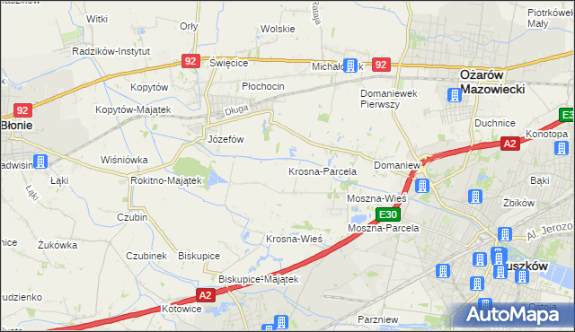 mapa Krosna-Parcela, Krosna-Parcela na mapie Targeo