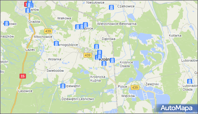 mapa Krośnice powiat milicki, Krośnice powiat milicki na mapie Targeo