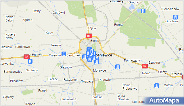 mapa Krośniewice, Krośniewice na mapie Targeo