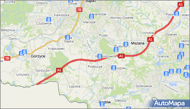 mapa Krostoszowice, Krostoszowice na mapie Targeo