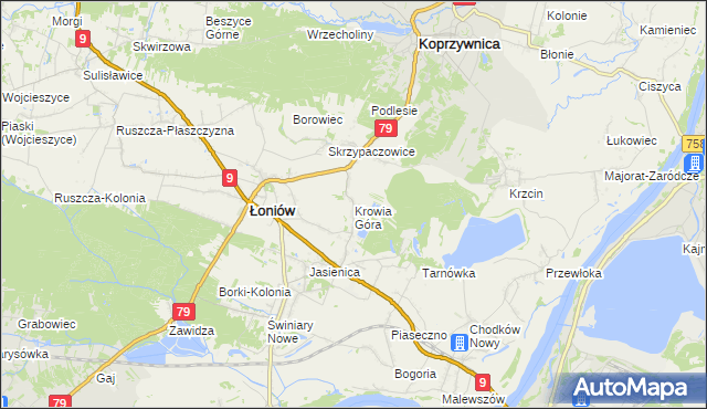 mapa Krowia Góra, Krowia Góra na mapie Targeo