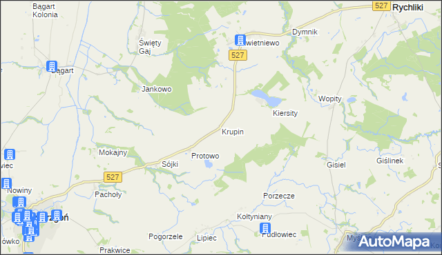 mapa Krupin gmina Rychliki, Krupin gmina Rychliki na mapie Targeo