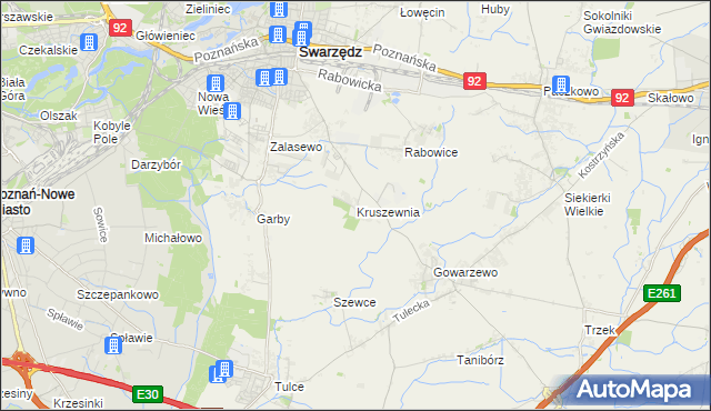 mapa Kruszewnia gmina Swarzędz, Kruszewnia gmina Swarzędz na mapie Targeo