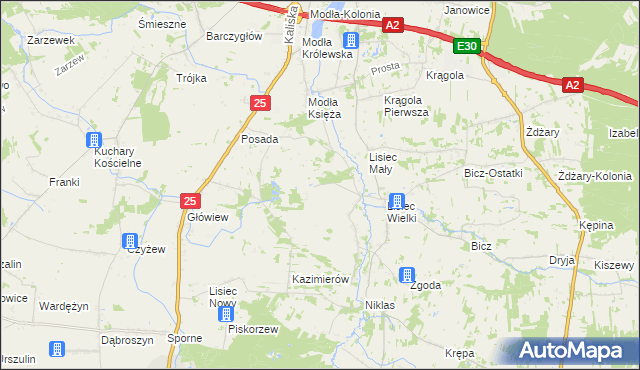 mapa Kruszyna gmina Stare Miasto, Kruszyna gmina Stare Miasto na mapie Targeo