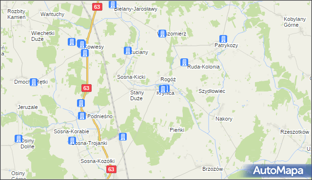 mapa Krynica gmina Suchożebry, Krynica gmina Suchożebry na mapie Targeo