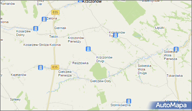 mapa Krzczonów Drugi, Krzczonów Drugi na mapie Targeo