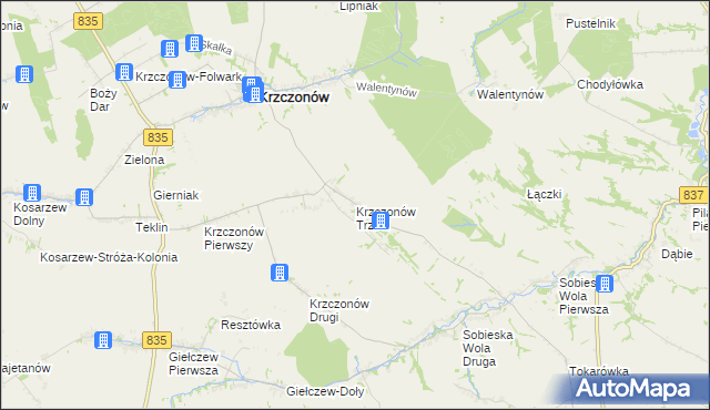 mapa Krzczonów Trzeci, Krzczonów Trzeci na mapie Targeo