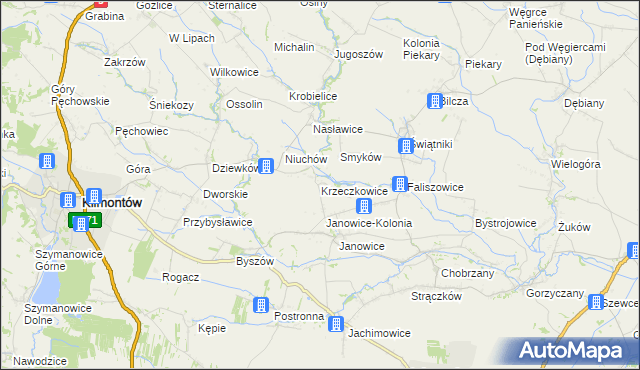 mapa Krzeczkowice, Krzeczkowice na mapie Targeo