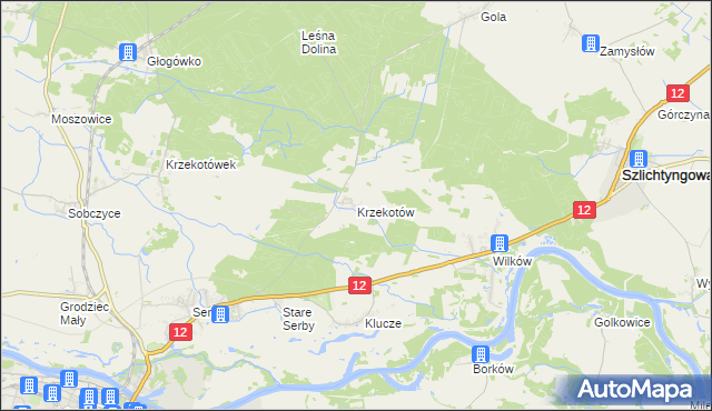 mapa Krzekotów, Krzekotów na mapie Targeo