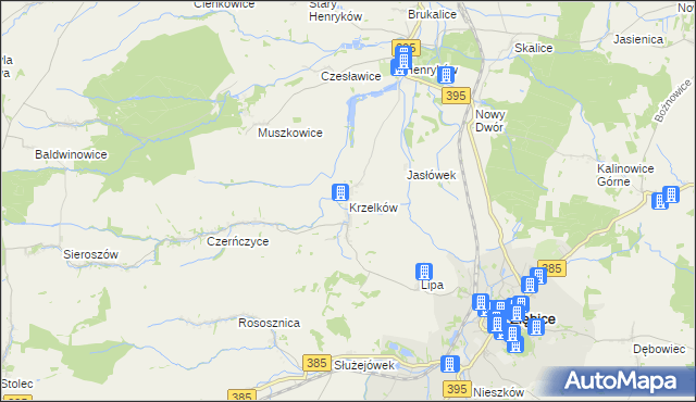 mapa Krzelków, Krzelków na mapie Targeo