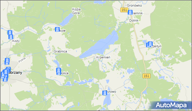 mapa Krzemień gmina Dobrzany, Krzemień gmina Dobrzany na mapie Targeo