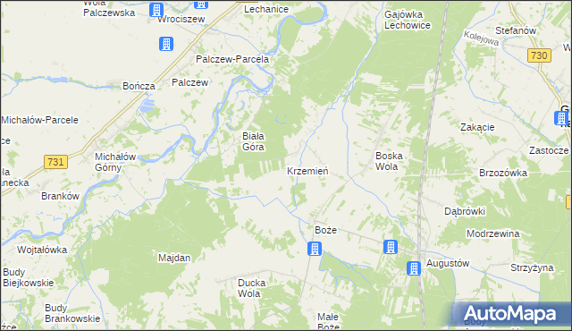 mapa Krzemień gmina Stromiec, Krzemień gmina Stromiec na mapie Targeo