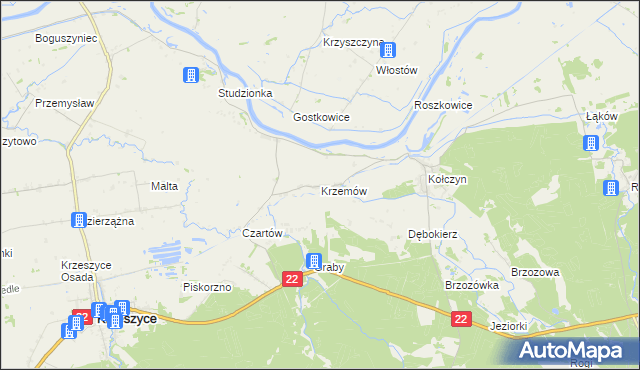 mapa Krzemów, Krzemów na mapie Targeo