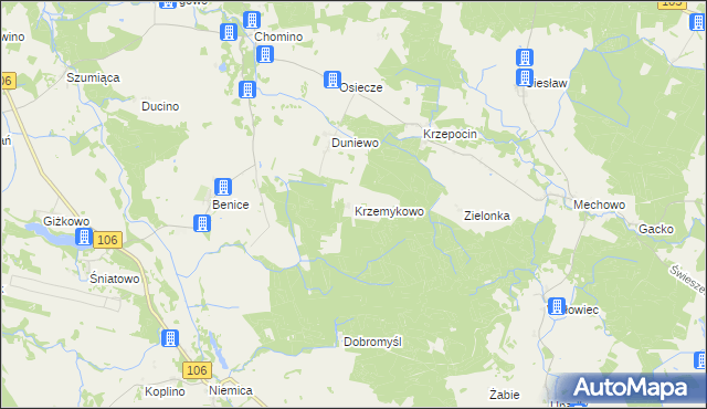 mapa Krzemykowo, Krzemykowo na mapie Targeo