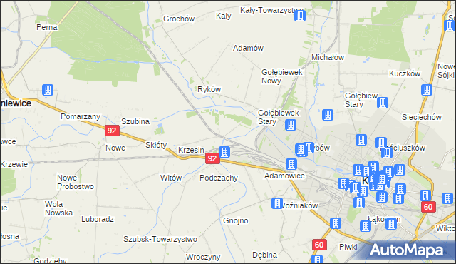 mapa Krzesinówek, Krzesinówek na mapie Targeo