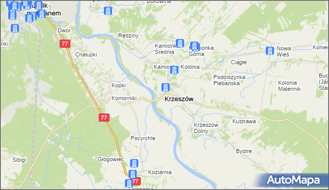 mapa Krzeszów powiat niżański, Krzeszów powiat niżański na mapie Targeo