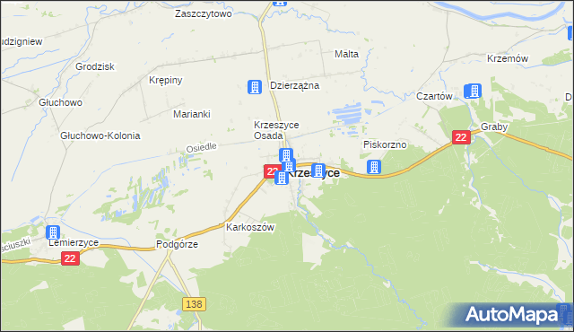 mapa Krzeszyce, Krzeszyce na mapie Targeo