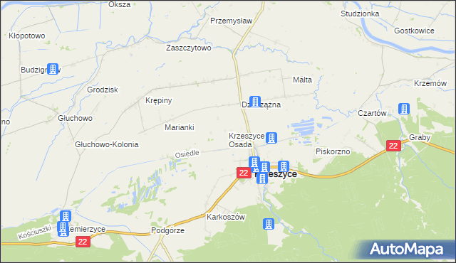 mapa Krzeszyce Osada, Krzeszyce Osada na mapie Targeo