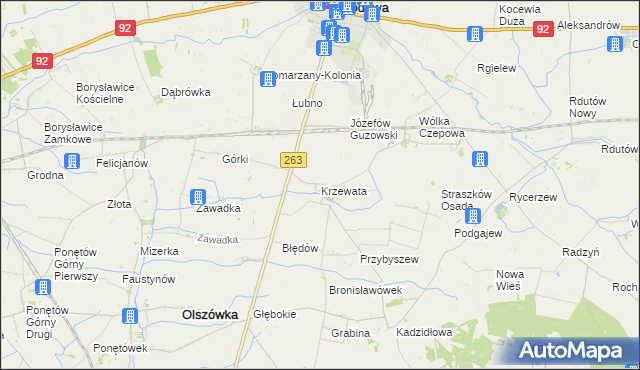 mapa Krzewata, Krzewata na mapie Targeo