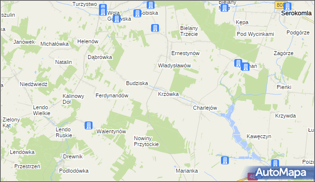 mapa Krzówka, Krzówka na mapie Targeo