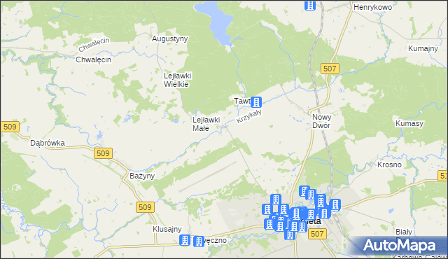 mapa Krzykały, Krzykały na mapie Targeo