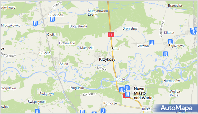 mapa Krzykosy powiat średzki, Krzykosy powiat średzki na mapie Targeo